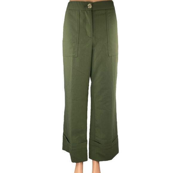 Zara Pants - Zara Women's Olive Green High Waisted Cuffed hem Wide Leg Trousers Pants Size M